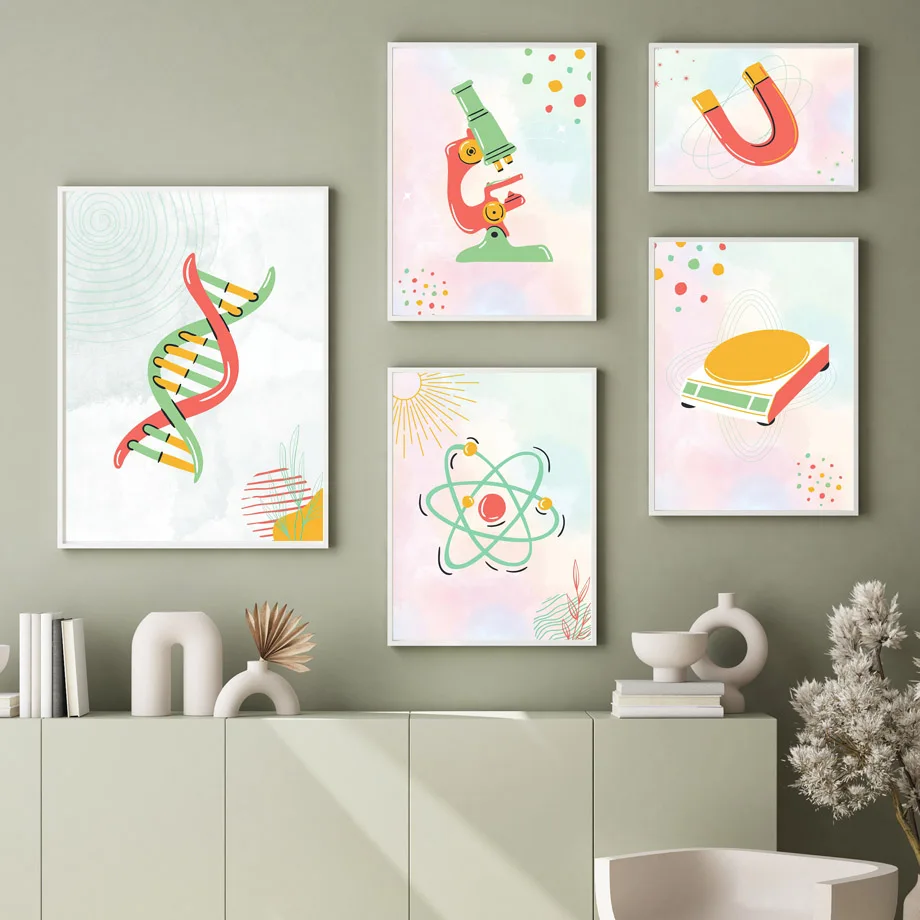 Science Nursery - 1 toile sans cadre, impression minimaliste